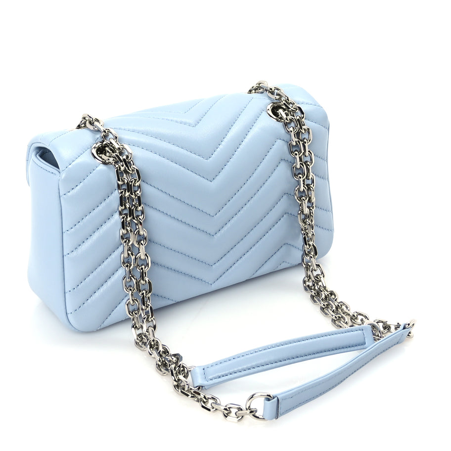 Gucci Lambskin Matelasse Small GG Marmont Shoulder Bag Light Blue Image 2