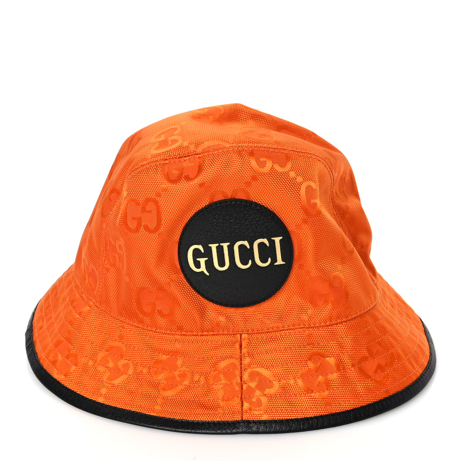 Gucci GUCCI Econyl Nylon Monogram Off The Grid Will Bucket Hat M Carrot Orange Black Image 1