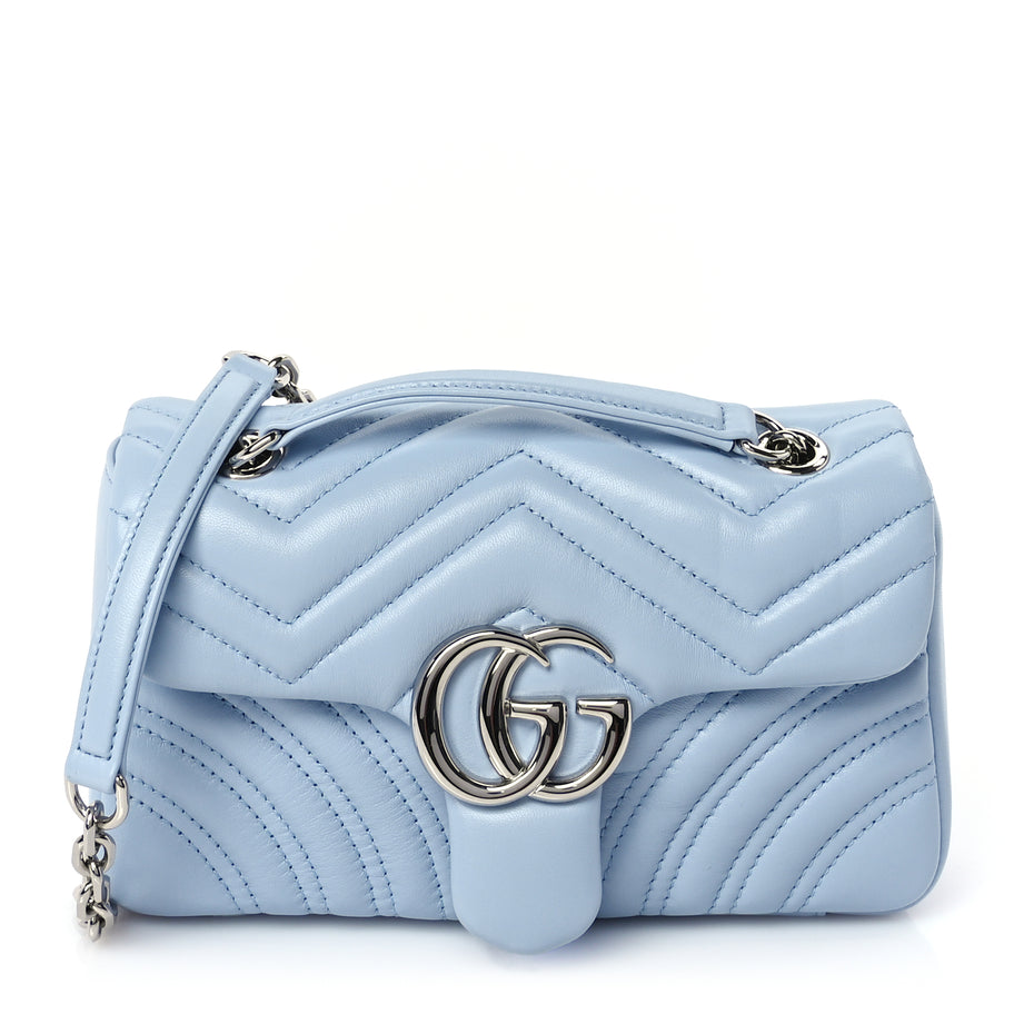 Gucci Lambskin Matelasse Small GG Marmont Shoulder Bag  Porcelain Light Blue Image 1
