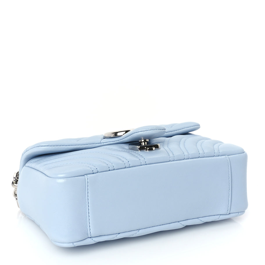 Gucci Lambskin Matelasse Small GG Marmont Shoulder Bag  Porcelain Light Blue Image 3