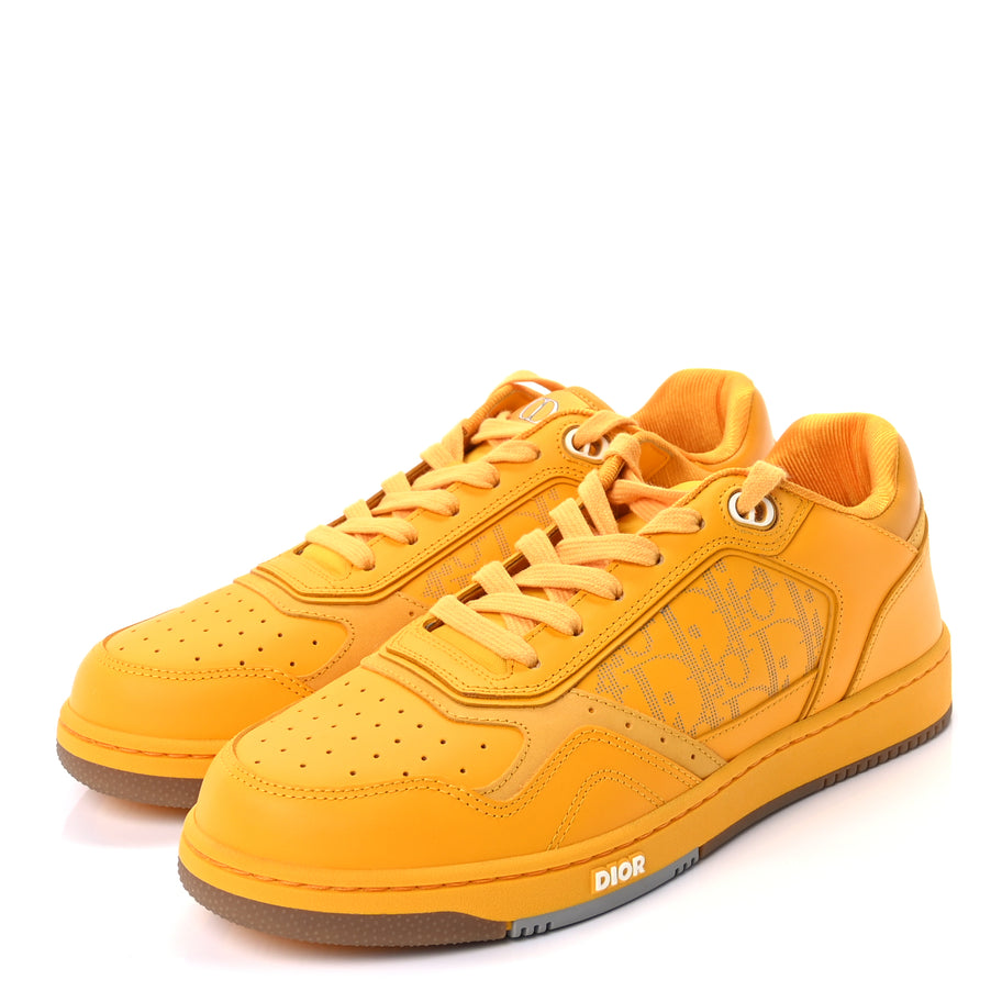 Christian Dior Smooth Calfskin Oblique Galaxy Mens B27 Low Top Sneakers 42  Yellow Image 4