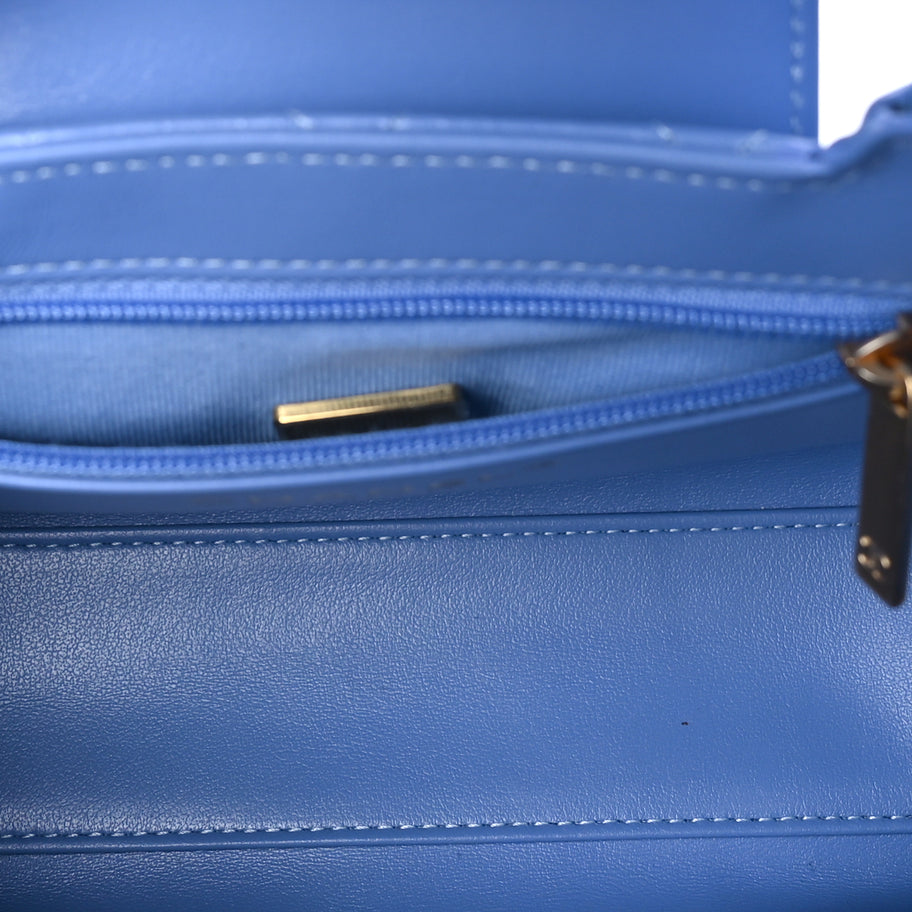 Chanel Shiny Aged Calfskin Quilted Nano Kelly Shopper Blue Blue Image 4