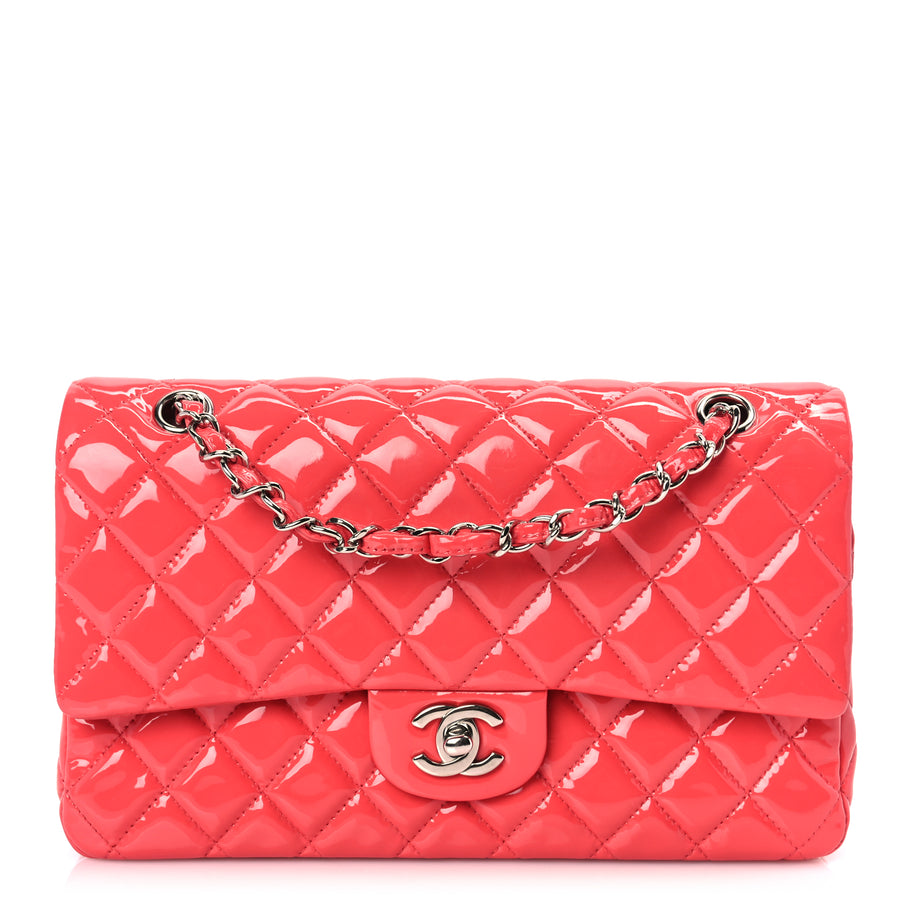 Chanel Patent Calfskin Quilted Medium Double Flap Dark Pink Image 1