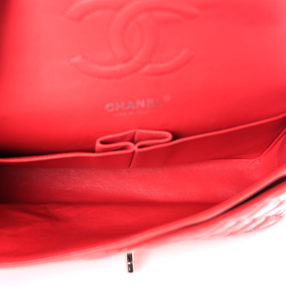 Chanel Patent Calfskin Quilted Medium Double Flap Dark Pink Image 4