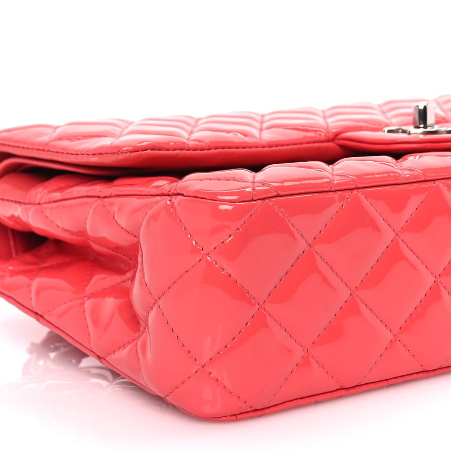 Chanel Patent Calfskin Quilted Medium Double Flap Dark Pink Image 8