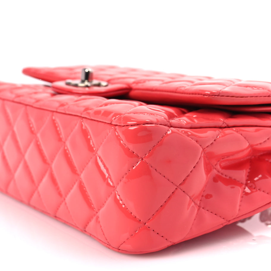 Chanel Patent Calfskin Quilted Medium Double Flap Dark Pink Image 9