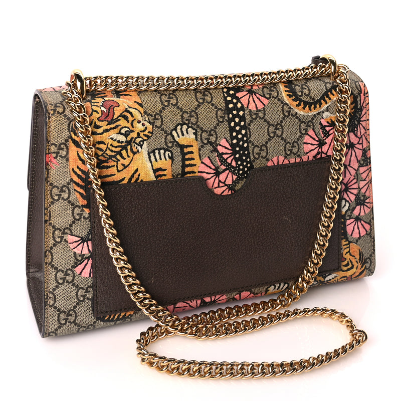  Gucci GG Supreme Monogram Bengal Medium Padlock Shoulder Bag Beige Pink