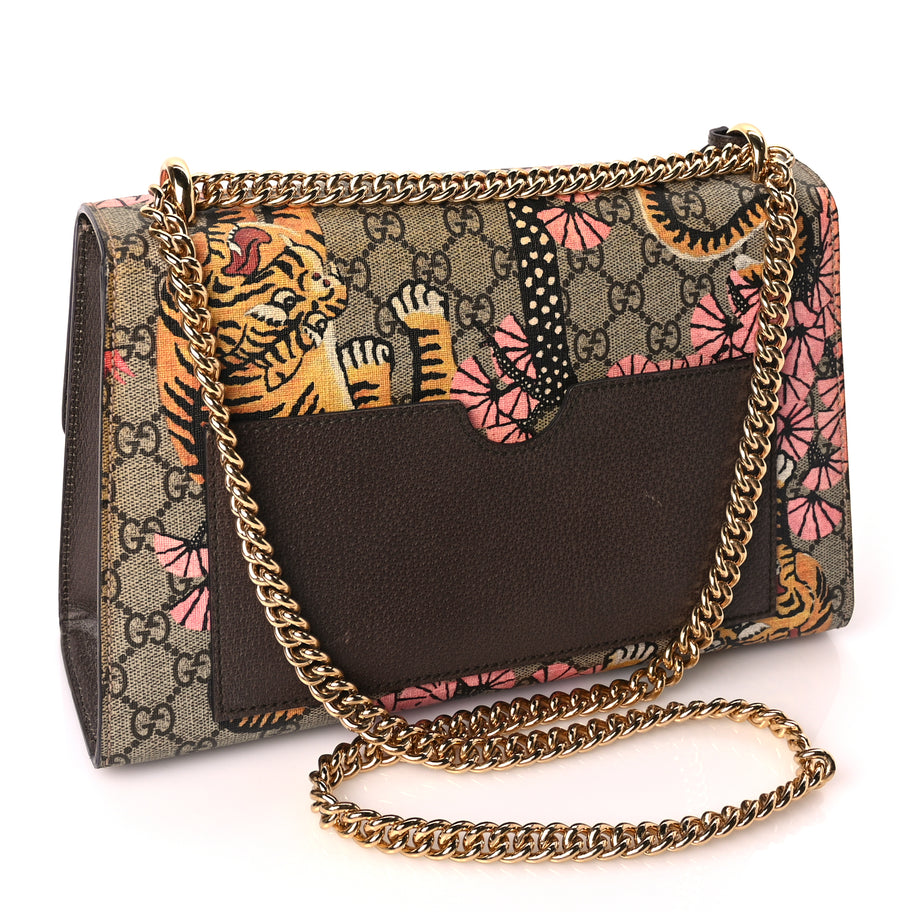 Gucci GG Supreme Monogram Bengal Medium Padlock Shoulder Bag Beige