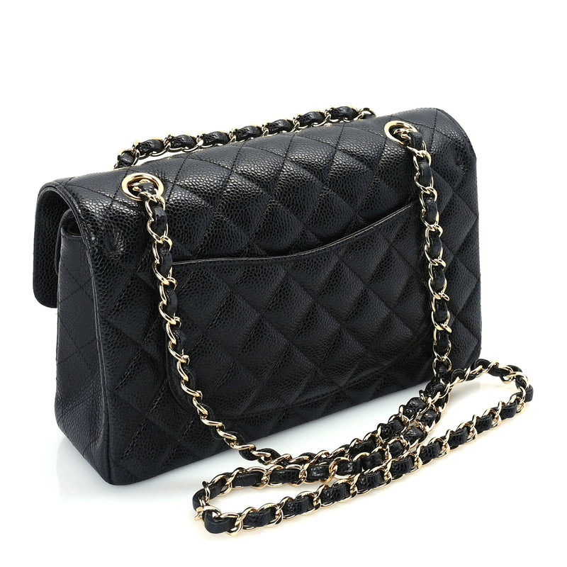  Chanel Caviar Quilted Small Double Flap  Black