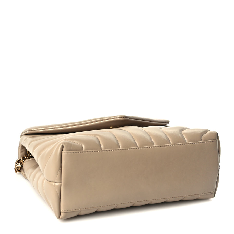 Saint Laurent Calfskin Y Quilted Monogram Small Loulou Chain Satchel Dark Beige Image 3