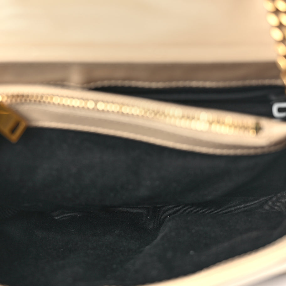 Saint Laurent Calfskin Y Quilted Monogram Small Loulou Chain Satchel Dark Beige Image 4