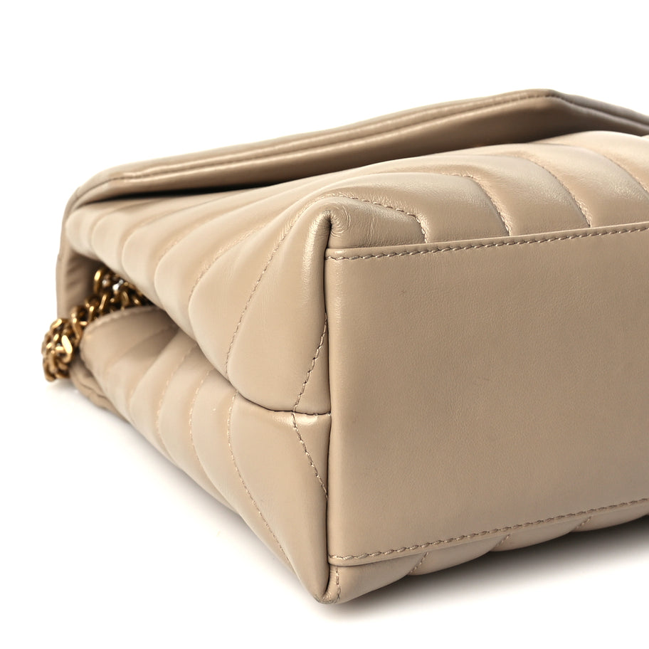 Saint Laurent Calfskin Y Quilted Monogram Small Loulou Chain Satchel Dark Beige Image 7