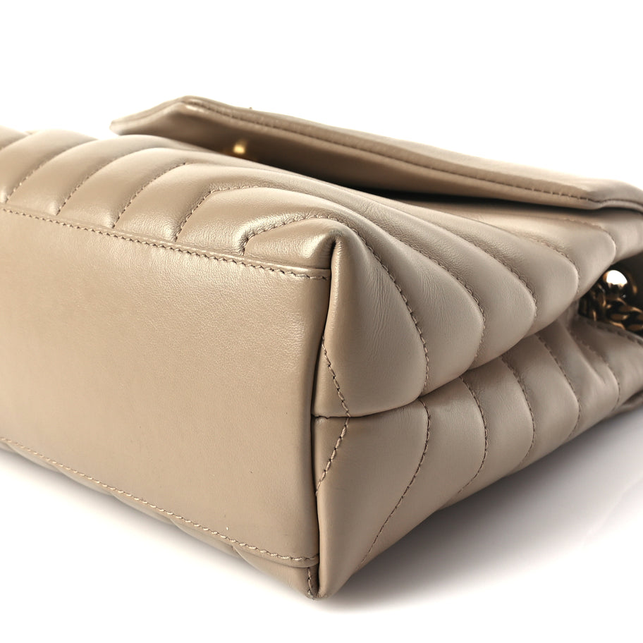 Saint Laurent Calfskin Y Quilted Monogram Small Loulou Chain Satchel Dark Beige Image 8