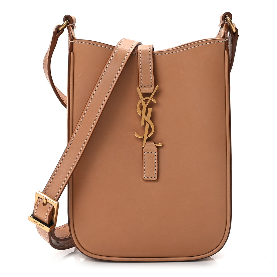 Saint Laurent Smooth Calfskin Le 5 A 7 Vertical Hobo Brown Gold Image 1