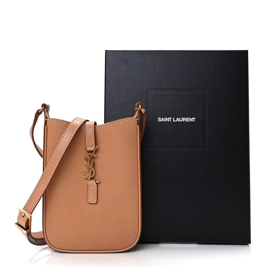 Saint Laurent Smooth Calfskin Le 5 A 7 Vertical Hobo Brown Gold Image 2