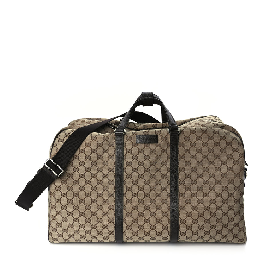 Gucci Monogram Dollar Calfskin Large Boston Duffle Bag Beige Ebony Testa di Moro Marrone Scuro Image 1
