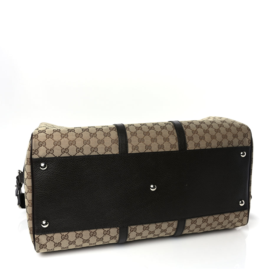 Gucci Monogram Dollar Calfskin Large Boston Duffle Bag Beige Ebony Testa di Moro Marrone Scuro Image 3