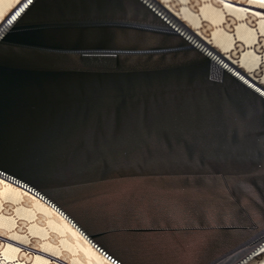 Gucci Monogram Dollar Calfskin Large Boston Duffle Bag Beige Ebony Testa di Moro Marrone Scuro Image 4