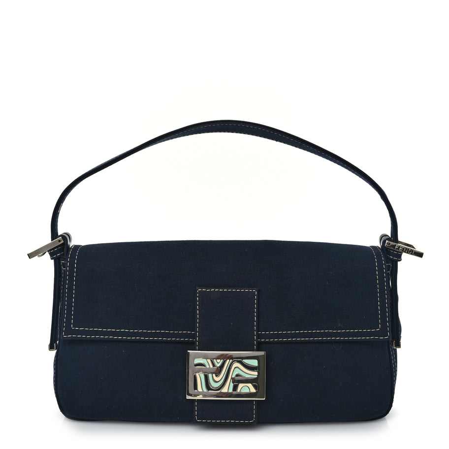 Fendi Canvas Enamel Baguette Blue Image 1