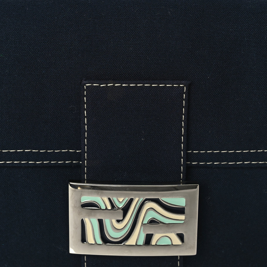 Fendi Canvas Enamel Baguette Blue Image 6