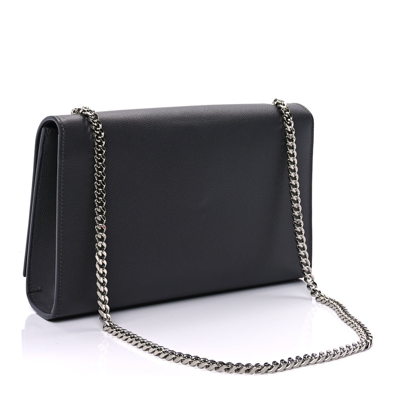  Saint Laurent Grain De Poudre Medium Classic Monogram Kate Satchel Fog