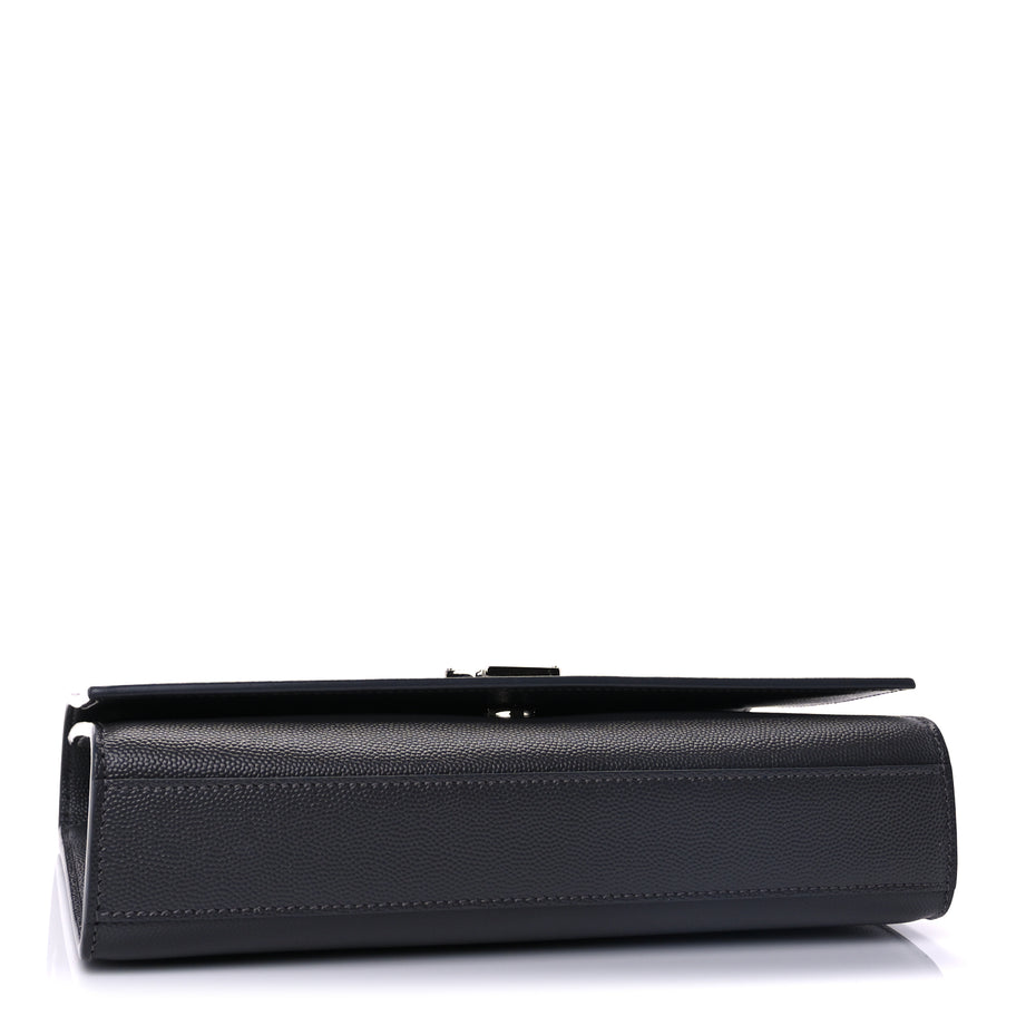 Saint Laurent Grain De Poudre Medium Classic Monogram Kate Satchel Fog Image 3