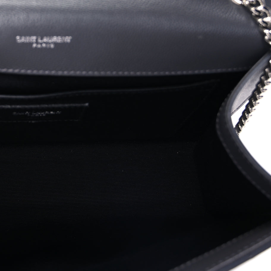 Saint Laurent Grain De Poudre Medium Classic Monogram Kate Satchel Fog Image 4