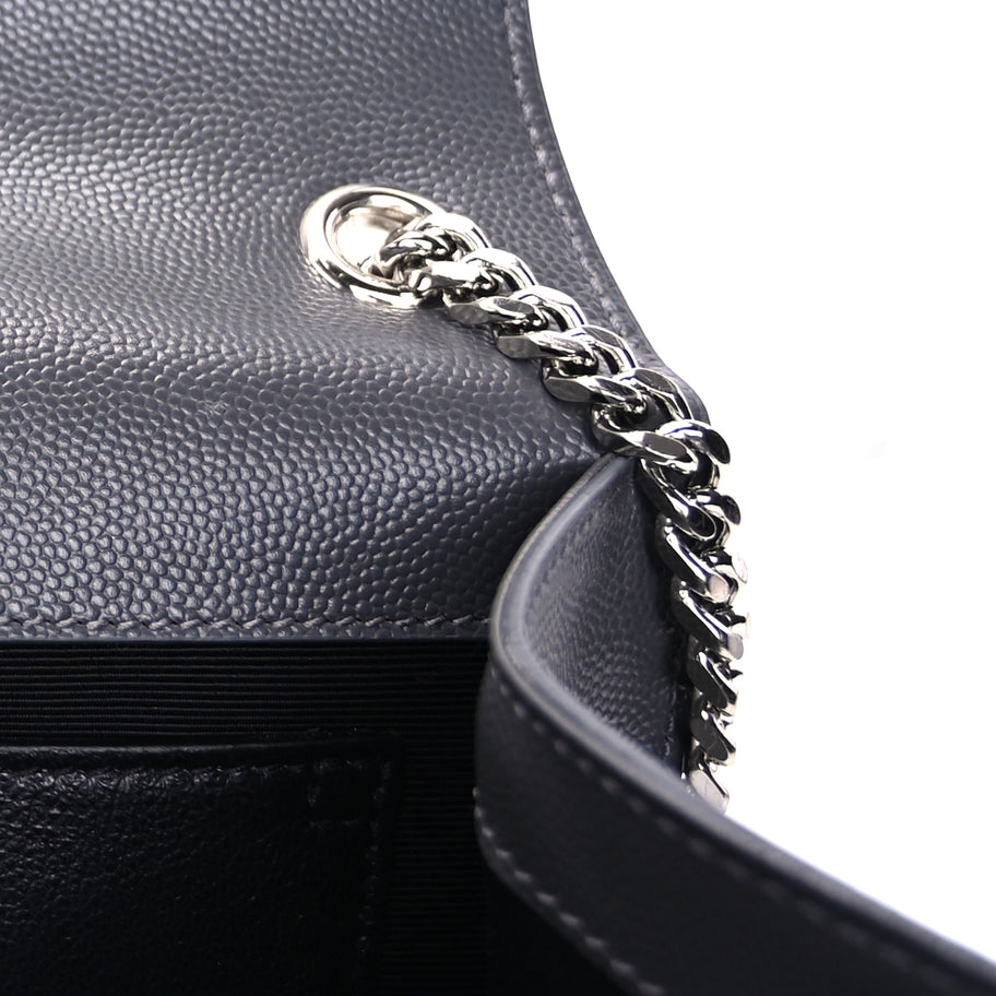 Saint Laurent Grain De Poudre Medium Classic Monogram Kate Satchel Fog Image 5