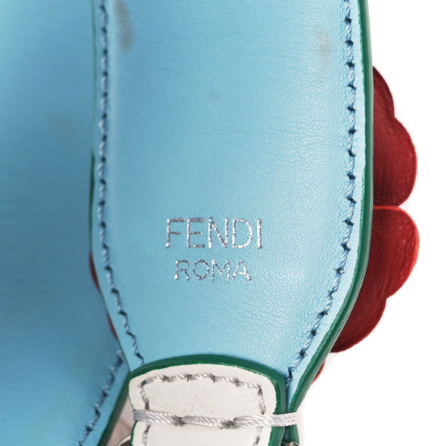 Fendi Vitello Dolce Flowerland Bi-Color Studded Strap You White Ice Multicolor Image 3