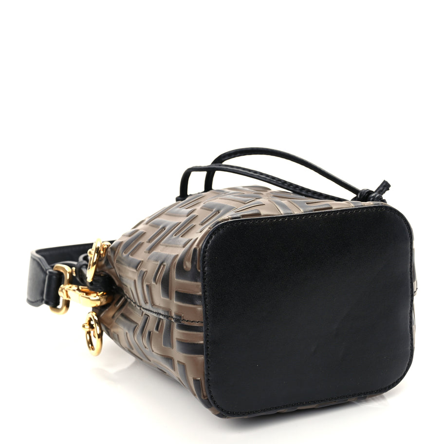 Fendi Vitello Liberty F is Fendi Bi-Color FF 1974 Embossed Mini Mon Tresor Bucket Bag Maya Black Maya Image 3
