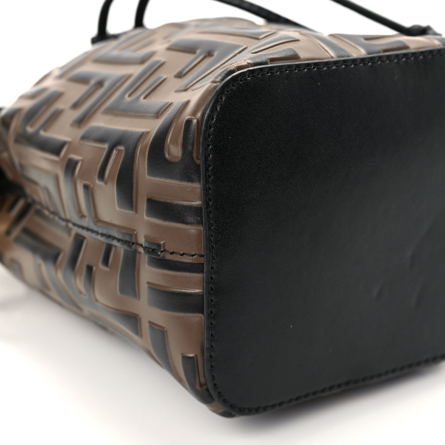 Fendi Vitello Liberty F is Fendi Bi-Color FF 1974 Embossed Mini Mon Tresor Bucket Bag Maya Black Maya Image 7