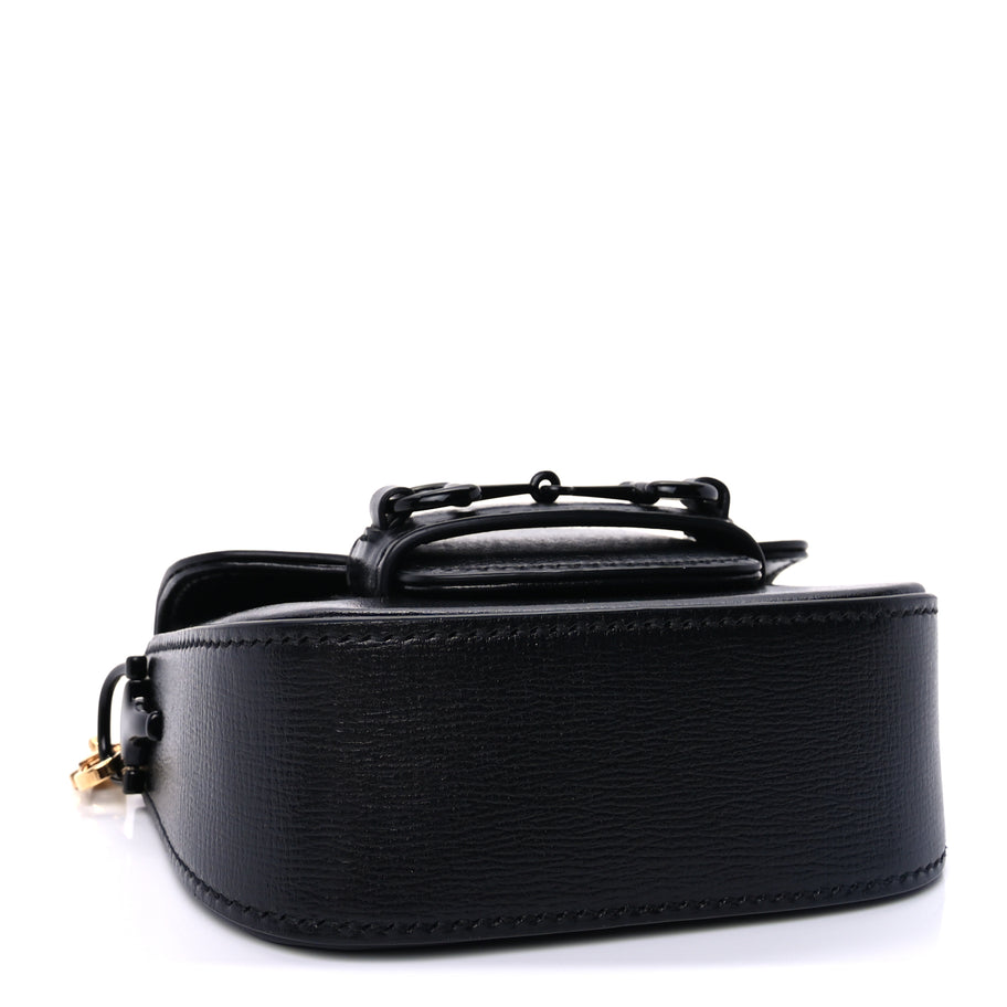 Gucci Azalea Calfskin Web Monochrome Horsebit 1955 Wallet On Strap  Black Image 3