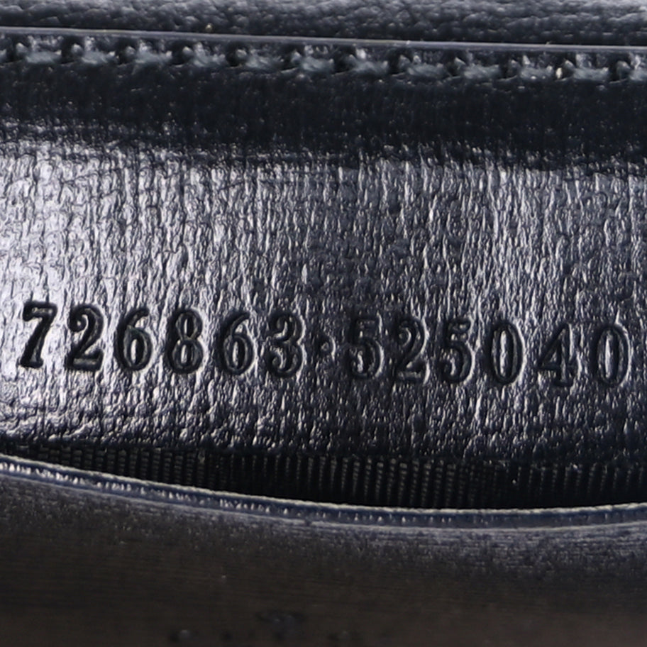 Gucci Azalea Calfskin Web Monochrome Horsebit 1955 Wallet On Strap  Black Image 6