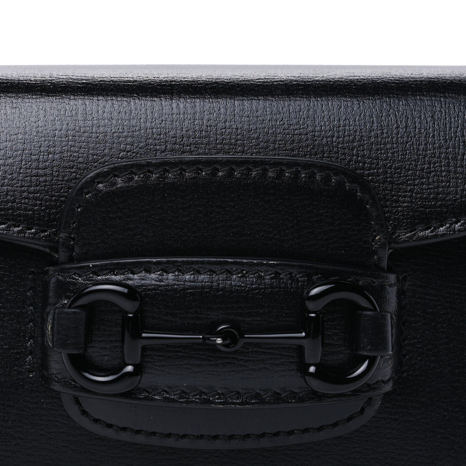 Gucci Azalea Calfskin Web Monochrome Horsebit 1955 Wallet On Strap  Black Image 7