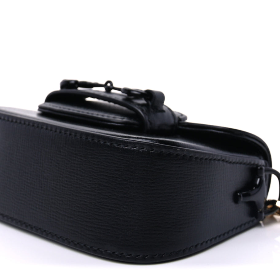 Gucci Azalea Calfskin Web Monochrome Horsebit 1955 Wallet On Strap  Black Image 8