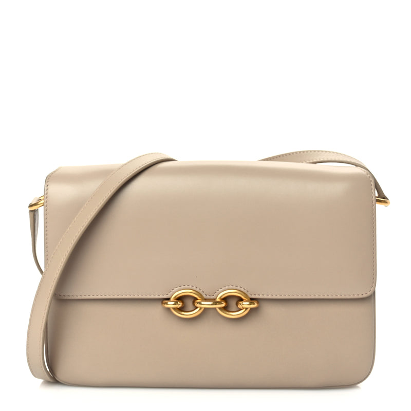  Saint Laurent Smooth Calfskin Le Maillon Satchel Beige