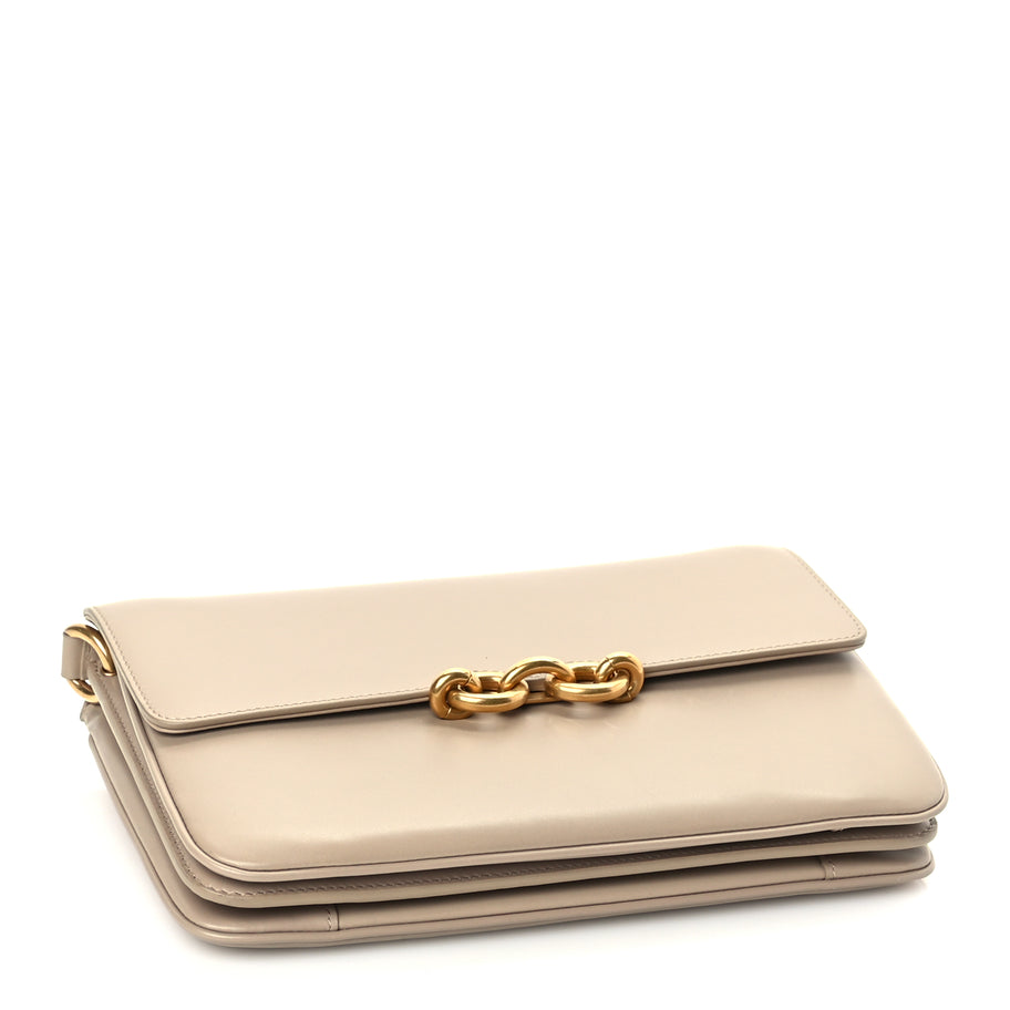 Saint Laurent Smooth Calfskin Le Maillon Satchel Beige Image 3