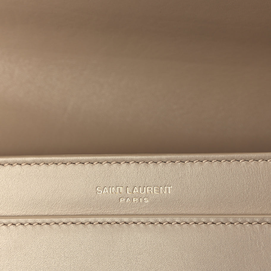 Saint Laurent Smooth Calfskin Le Maillon Satchel Beige Image 5