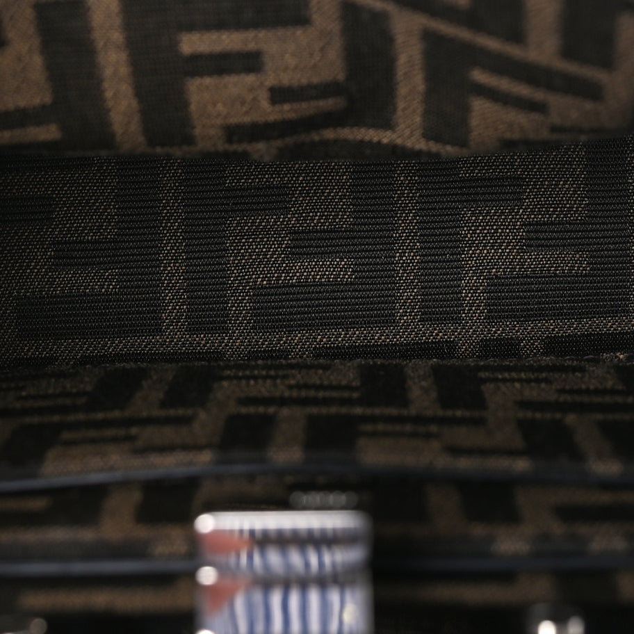 Fendi Fabric Jacquard FF 1974 Crystal Petite Peekaboo I SEE U Satchel Tabacco Moro Image 4