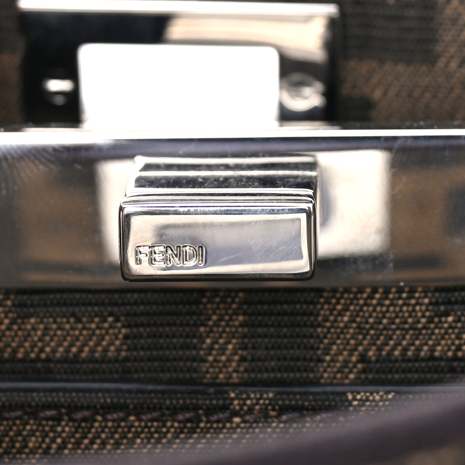 Fendi Fabric Jacquard FF 1974 Crystal Petite Peekaboo I SEE U Satchel Tabacco Moro Image 5