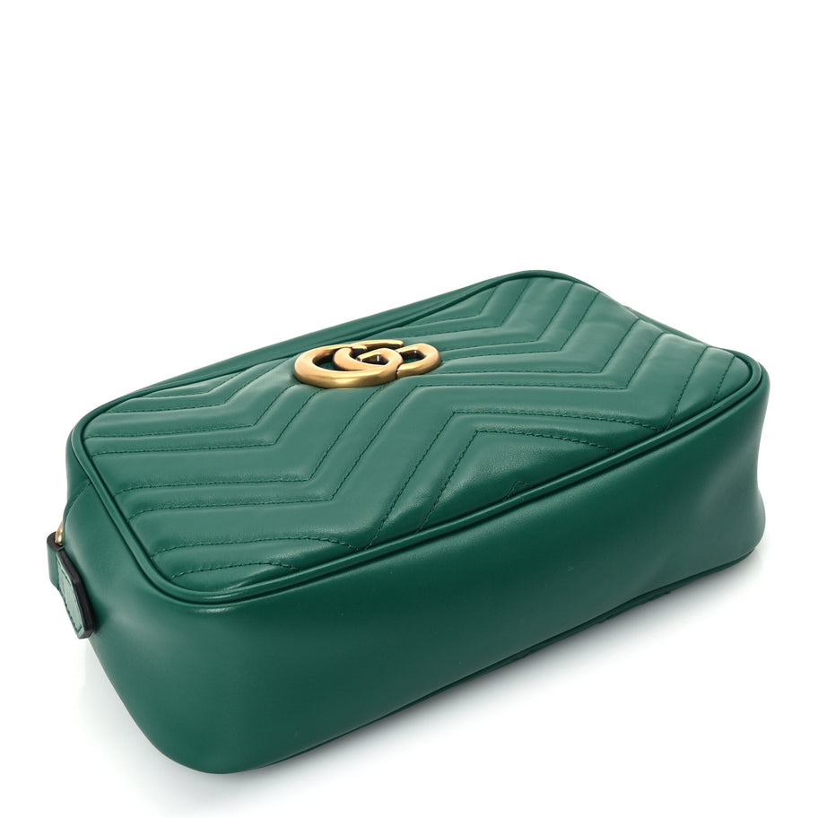 Gucci Calfskin Matelasse Small GG Marmont Chain Shoulder Bag  Emerald Green Image 3