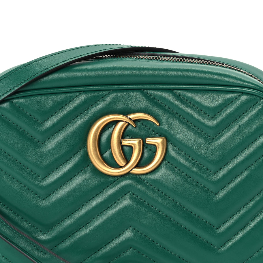 Gucci Calfskin Matelasse Small GG Marmont Chain Shoulder Bag  Emerald Green Image 6