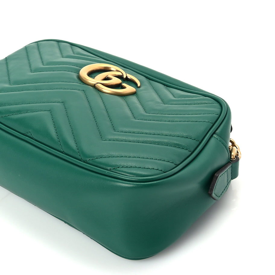 Gucci Calfskin Matelasse Small GG Marmont Chain Shoulder Bag  Emerald Green Image 8