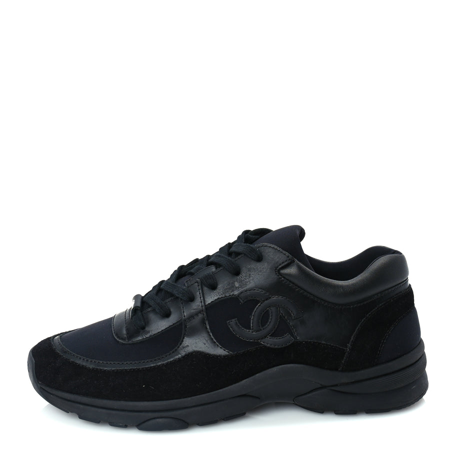 Chanel Toile Suede Calfskin CC Mens Sneakers 41  Black Image 1