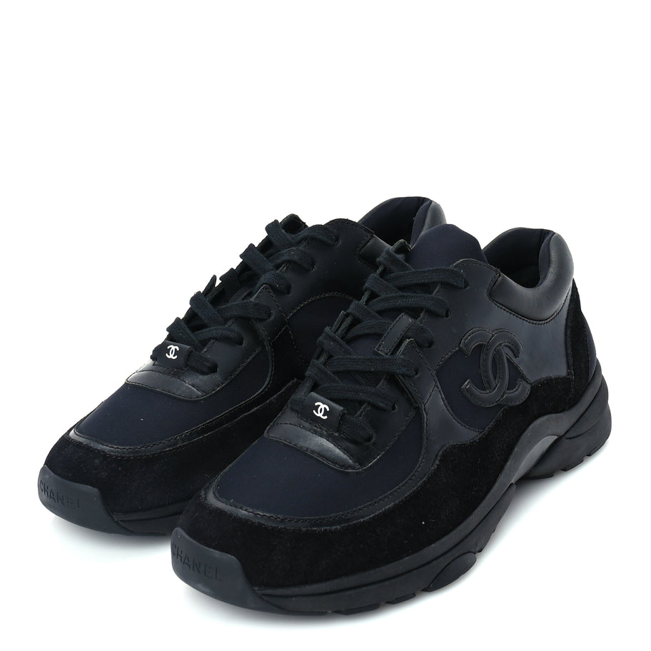 Chanel Toile Suede Calfskin CC Mens Sneakers 41  Black Image 2