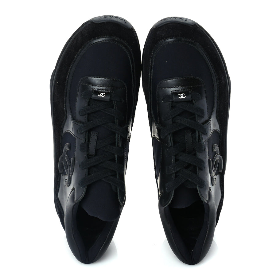 Chanel Toile Suede Calfskin CC Mens Sneakers 41  Black Image 6