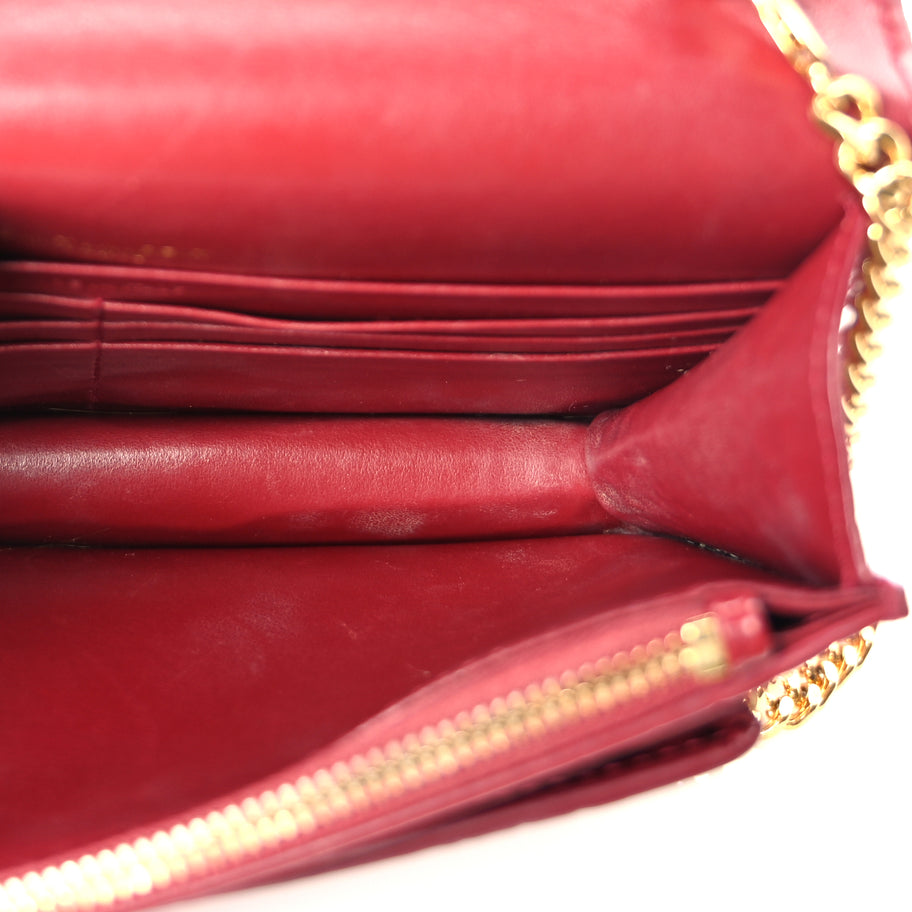 Saint Laurent Calfskin Crocodile Embossed Monogram Sunset Top Handle Chain Wallet Rouge Legion Image 4