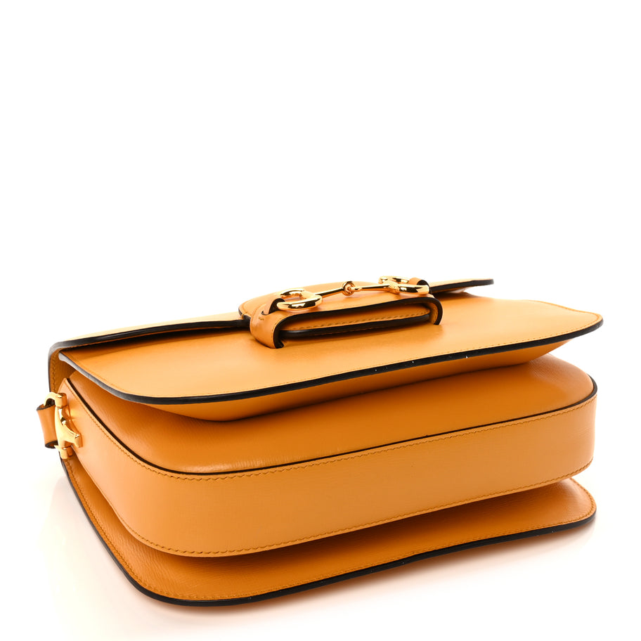 Gucci Textured Calfskin Horsebit 1955 Shoulder Bag  Yellow Image 3