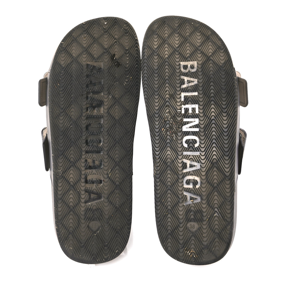 Balenciaga Technical Polyurethane Mallorca Slide Sandals 38 Black Image 6