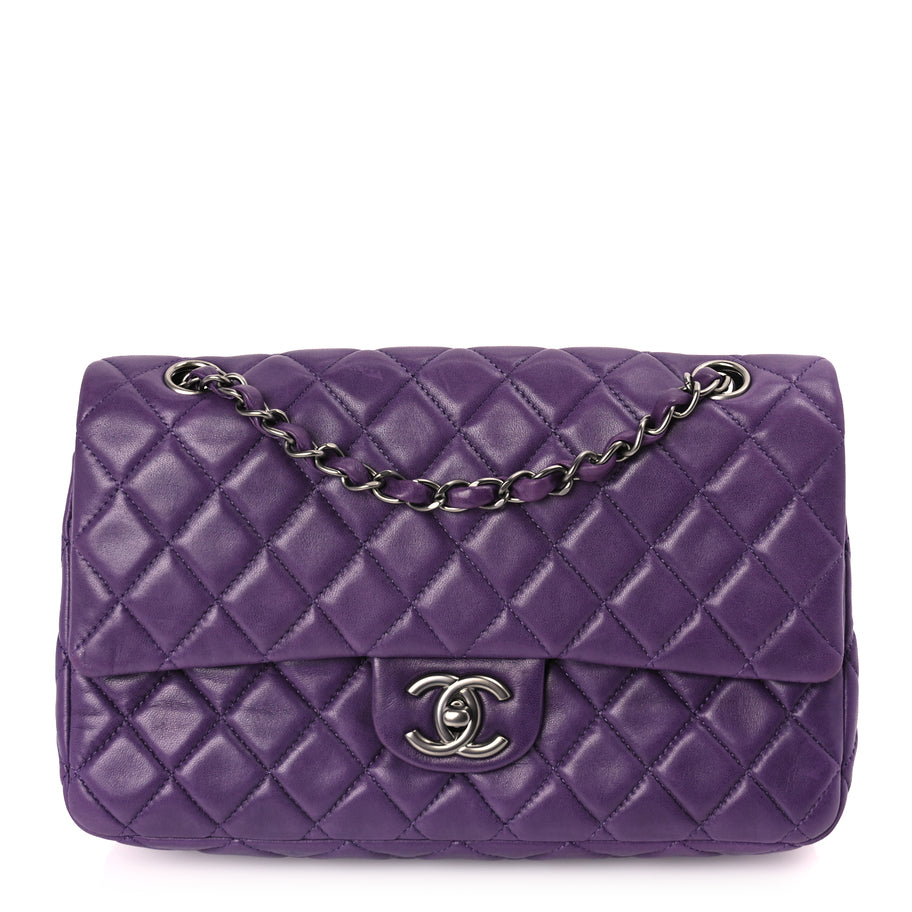 Chanel Lambskin Quilted Medium Double Flap Purple Image 1